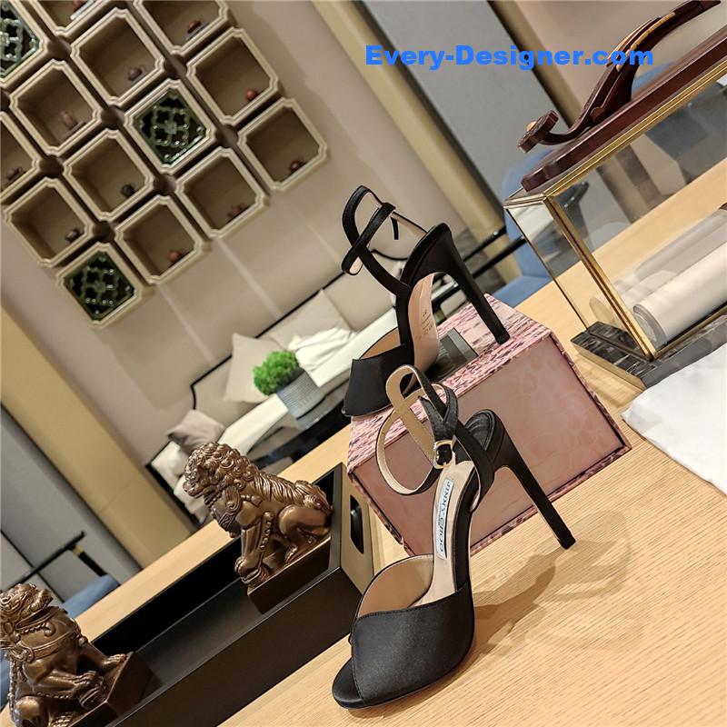 Jimmy Choo handmade satin panel peep-toe sandals