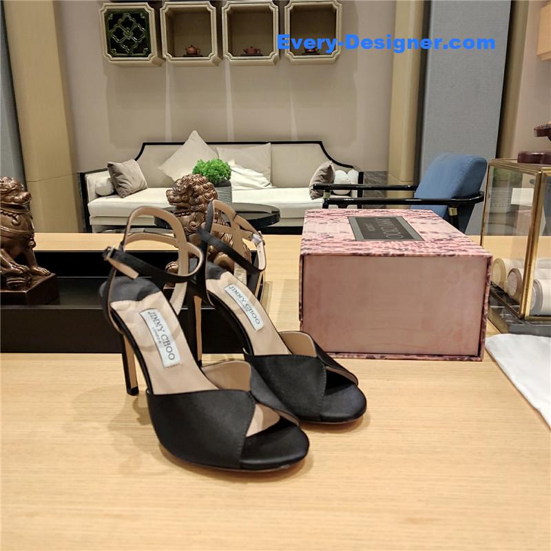 Jimmy Choo handmade satin panel peep-toe sandals