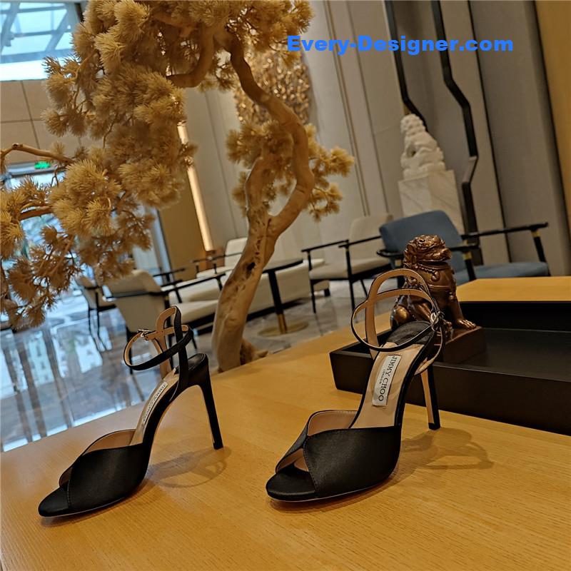 Jimmy Choo handmade satin panel peep-toe sandals