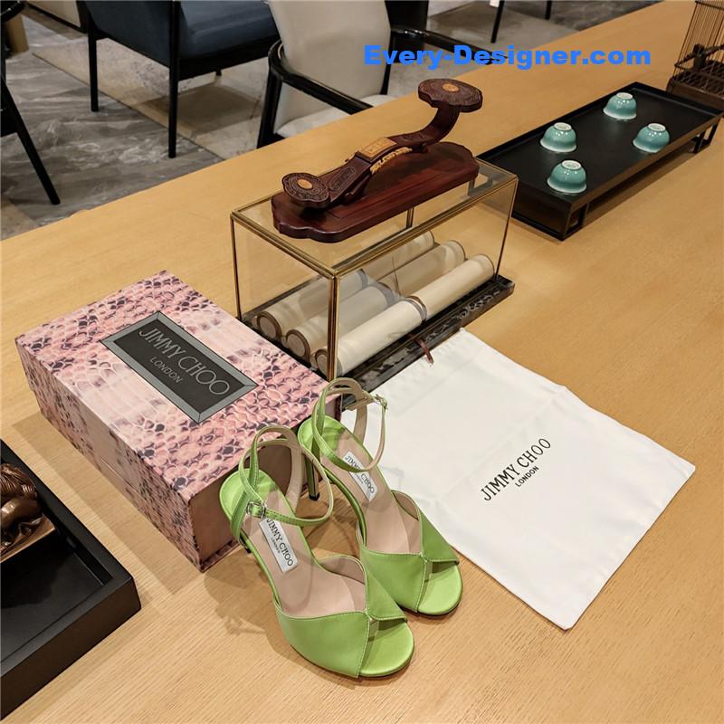 Jimmy Choo handmade satin panel peep-toe sandals