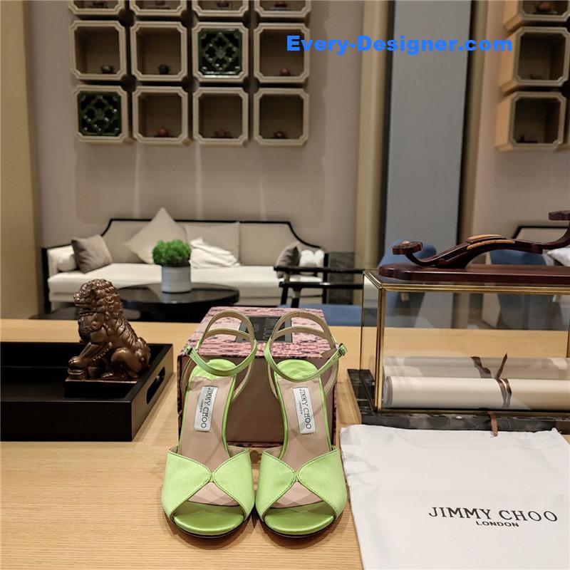 Jimmy Choo handmade satin panel peep-toe sandals