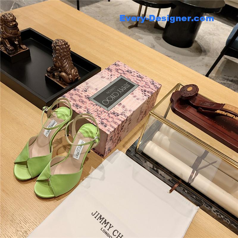 Jimmy Choo handmade satin panel peep-toe sandals