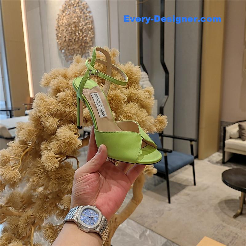 Jimmy Choo handmade satin panel peep-toe sandals