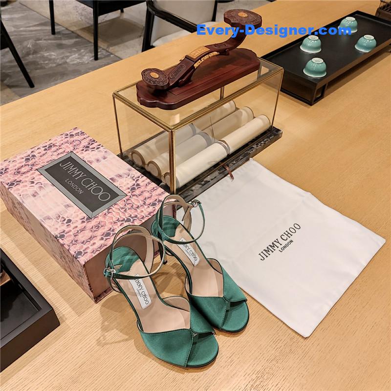 Jimmy Choo handmade satin panel peep-toe sandals