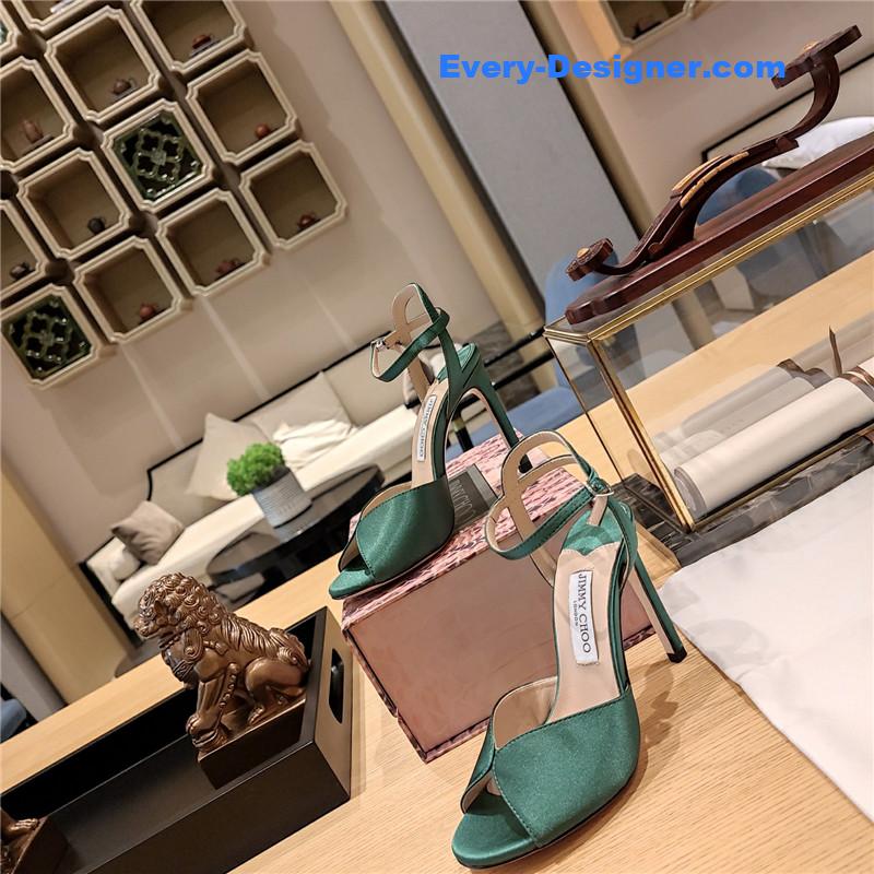 Jimmy Choo handmade satin panel peep-toe sandals