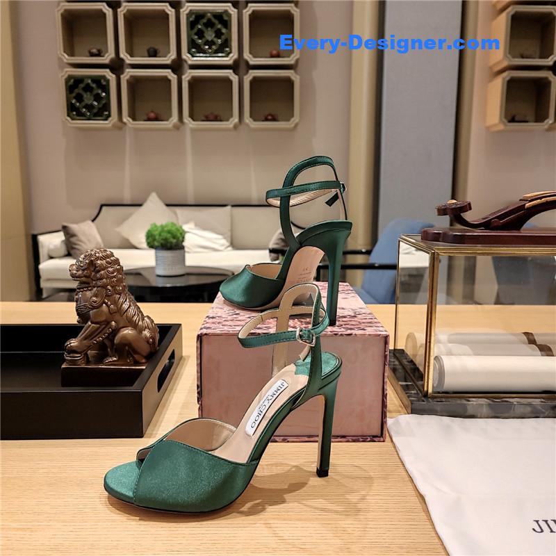 Jimmy Choo handmade satin panel peep-toe sandals