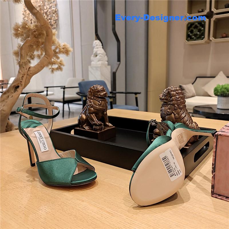 Jimmy Choo handmade satin panel peep-toe sandals