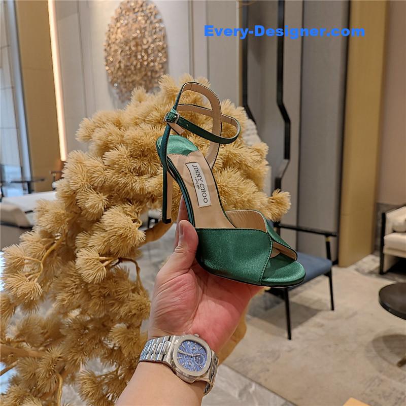 Jimmy Choo handmade satin panel peep-toe sandals