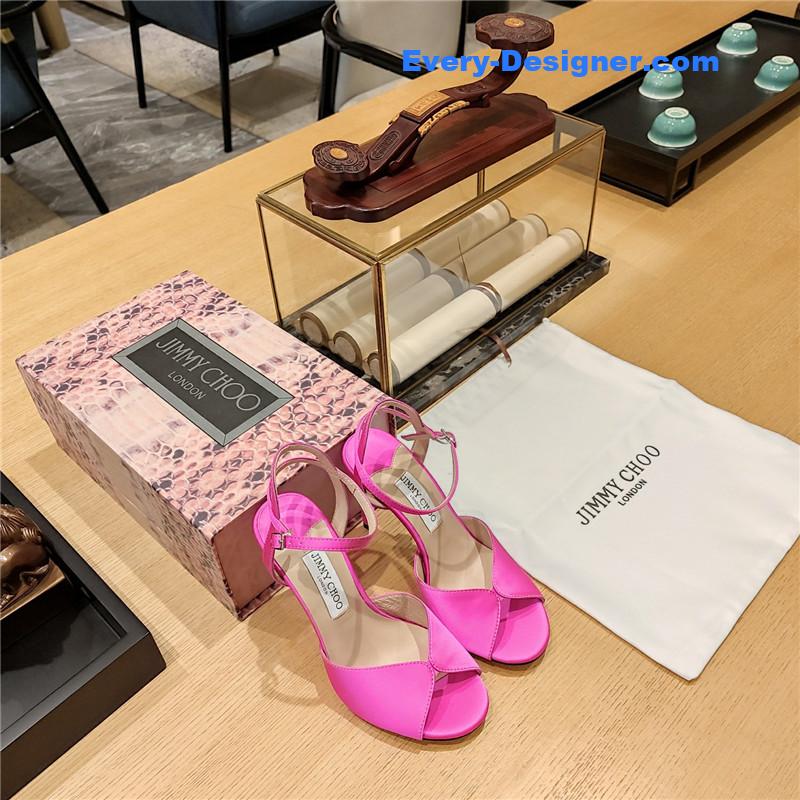 Jimmy Choo handmade satin panel peep-toe sandals