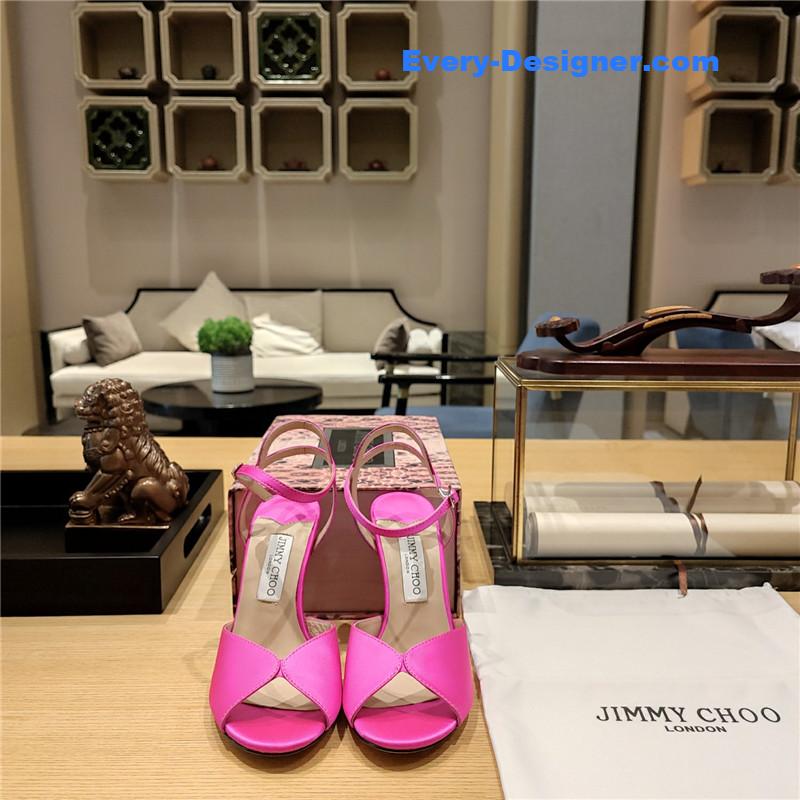 Jimmy Choo handmade satin panel peep-toe sandals