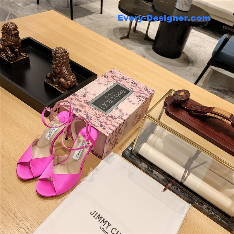 Jimmy Choo handmade satin panel peep-toe sandals