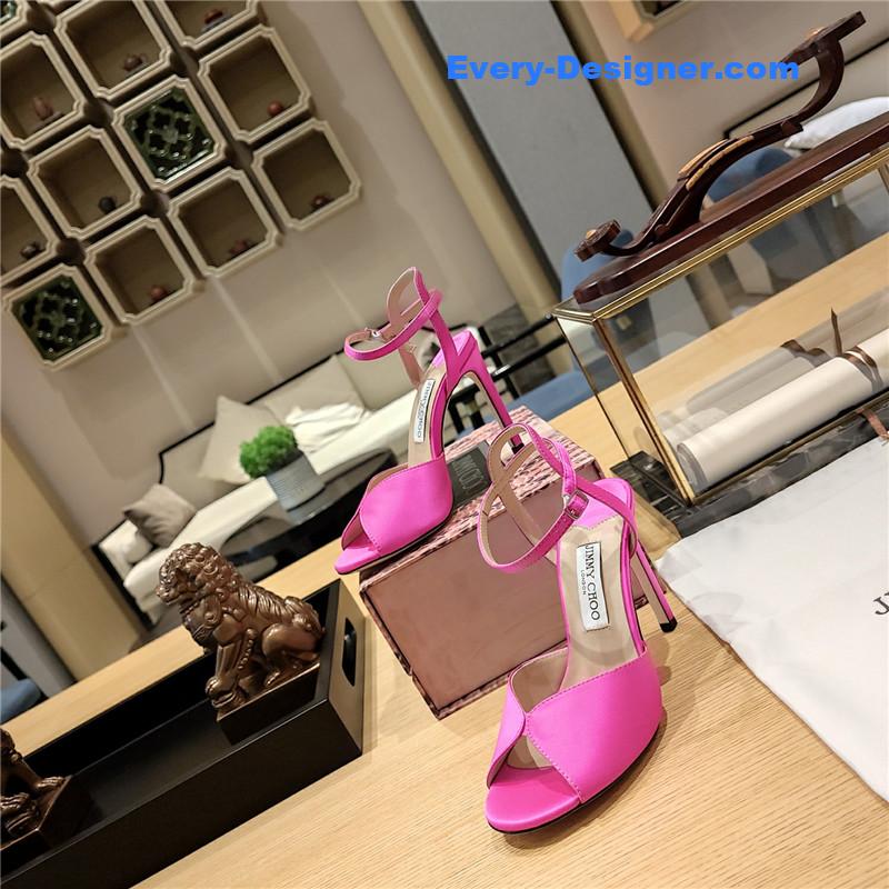 Jimmy Choo handmade satin panel peep-toe sandals