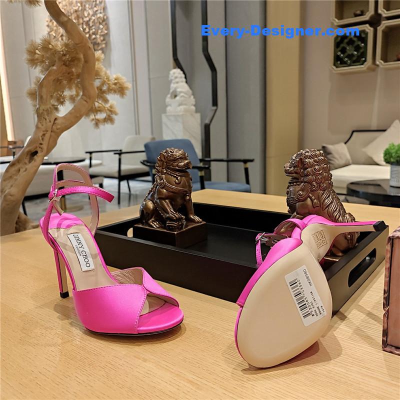 Jimmy Choo handmade satin panel peep-toe sandals