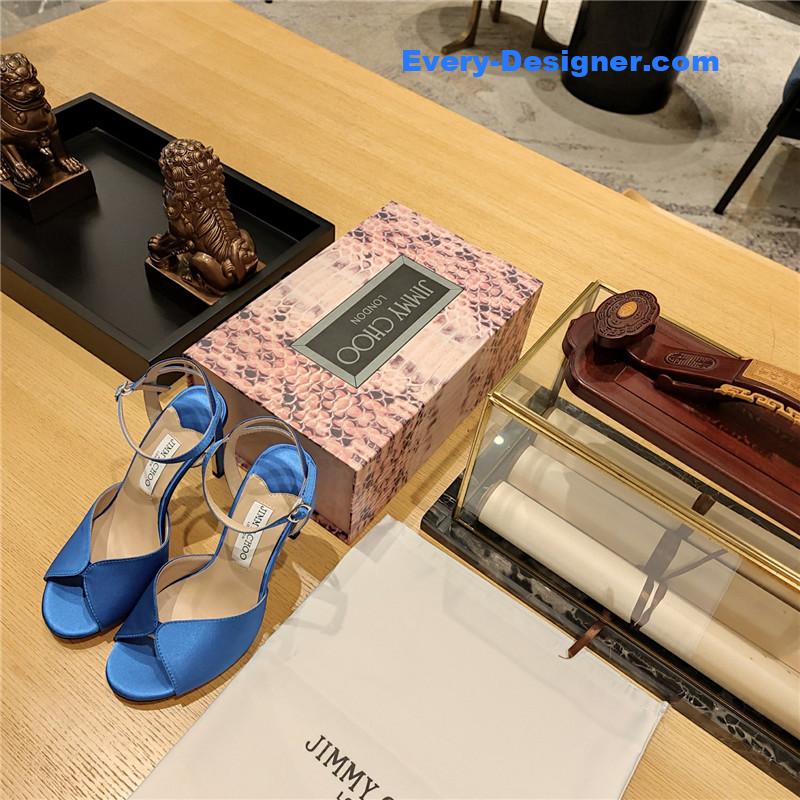 J1m*y Ch00 handmade satin panel peep-toe sandals