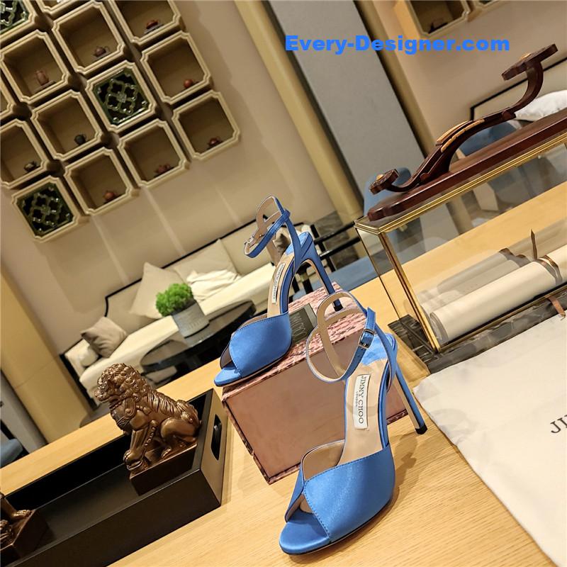 J1m*y Ch00 handmade satin panel peep-toe sandals