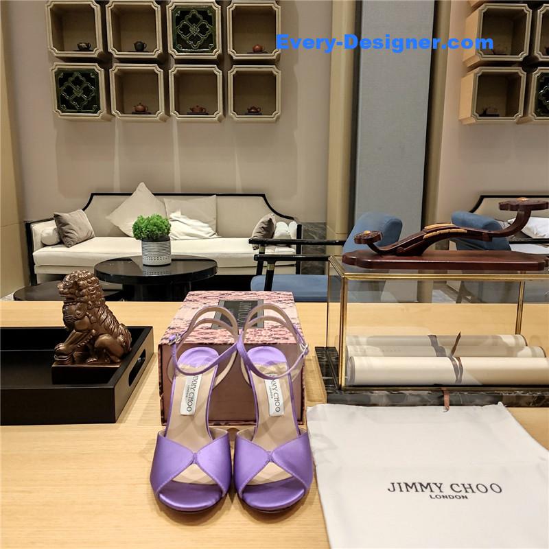 Jimmy Choo handmade satin panel peep-toe sandals