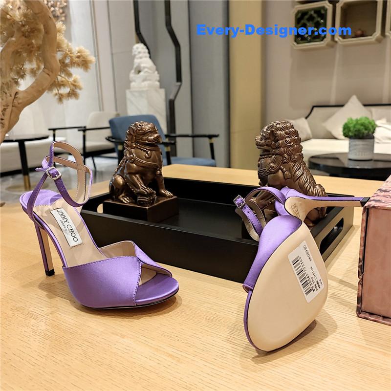 Jimmy Choo handmade satin panel peep-toe sandals