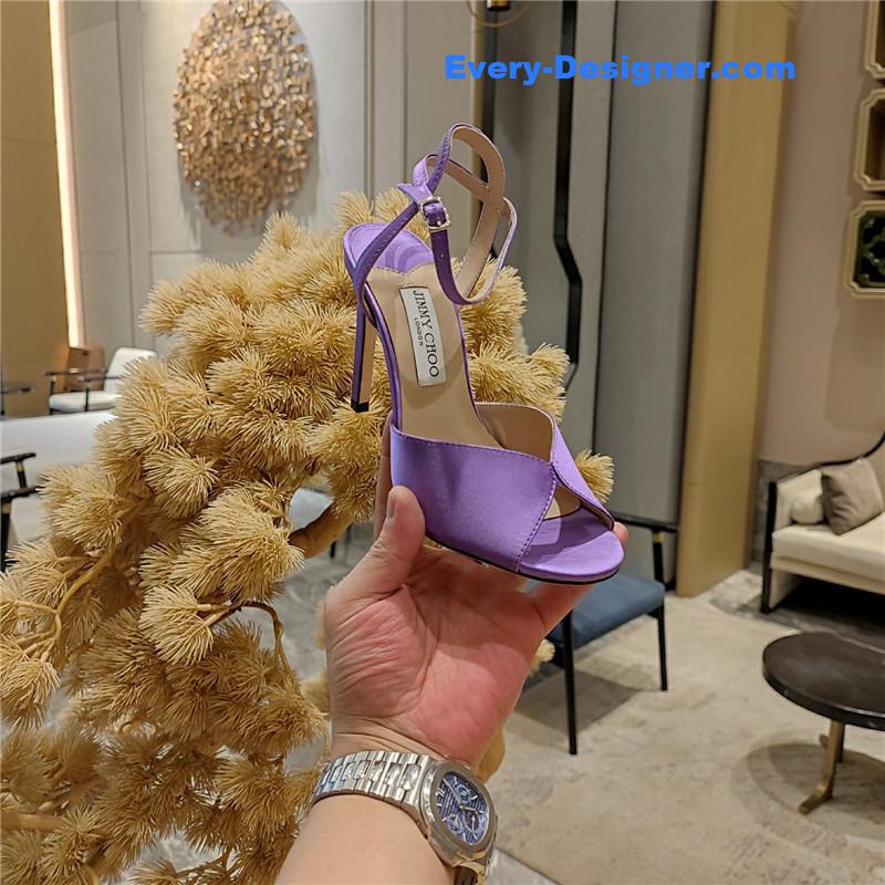 Jimmy Choo handmade satin panel peep-toe sandals