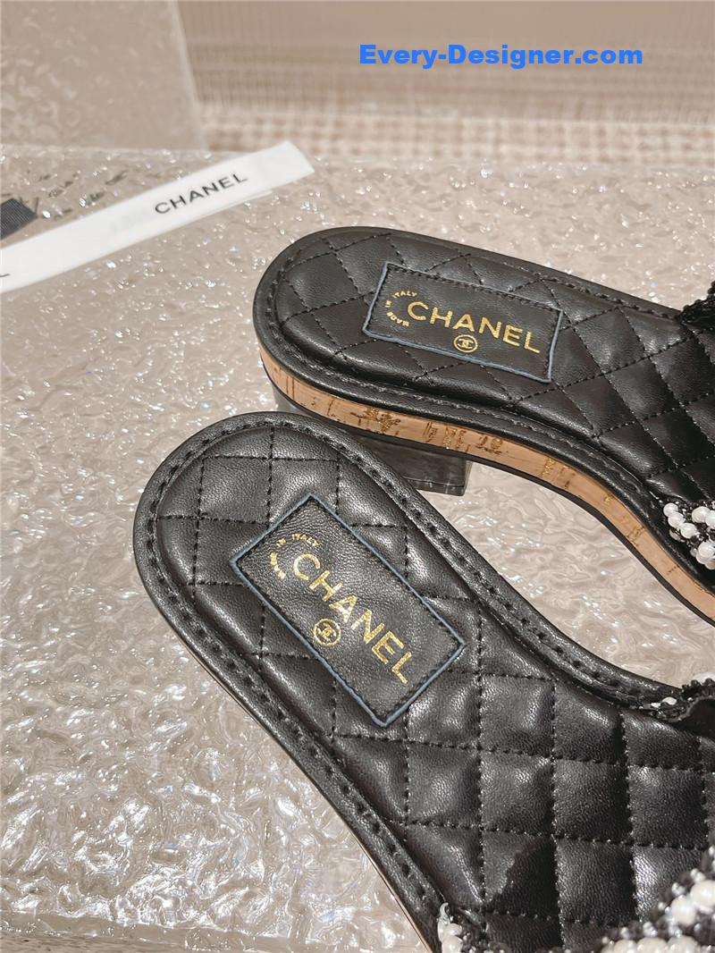 CC new hand-stitched bead decoration slippers