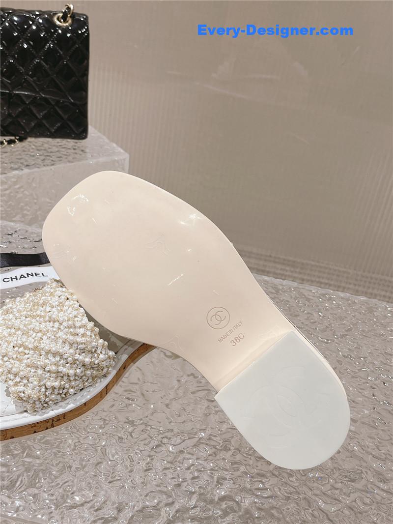 CC new hand-stitched bead decoration slippers