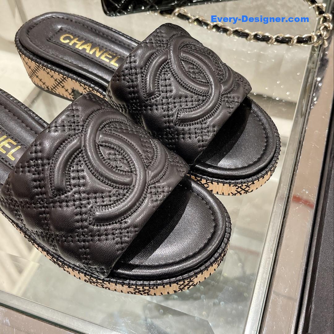 CC new wooden heel slippers