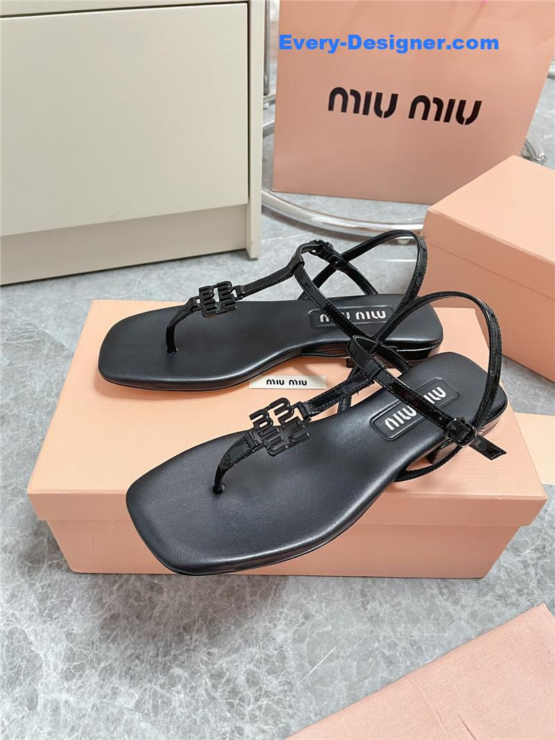 Miu Miu Black Vernice Sandals