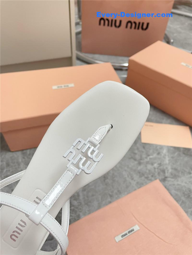 Miu Miu White Vernice Sandals