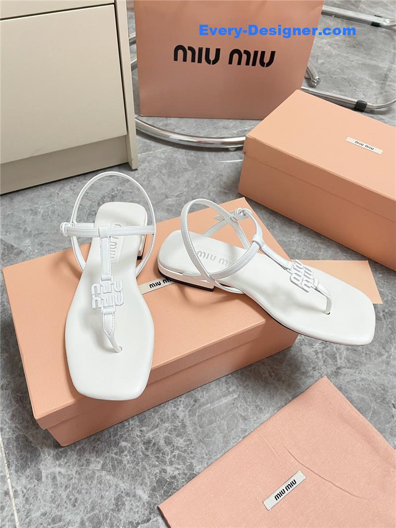 Miu Miu White Vernice Sandals