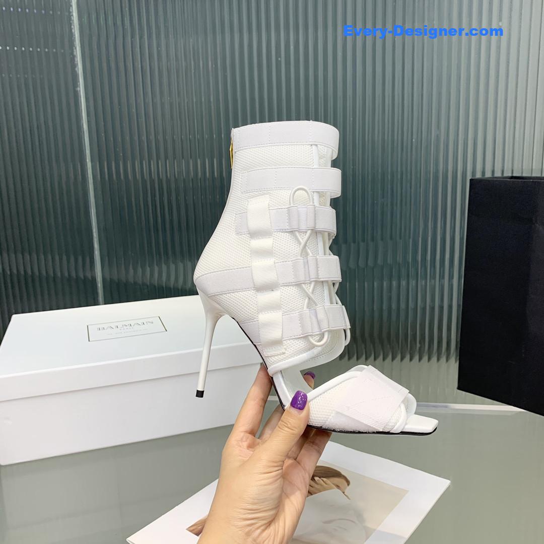 Balmain mesh and Velcro open-toe heeled sandals