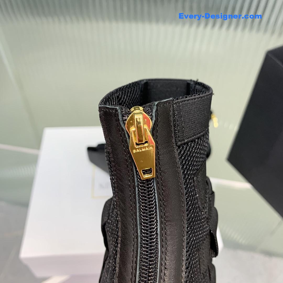 Balmain mesh and Velcro open-toe heeled sandals