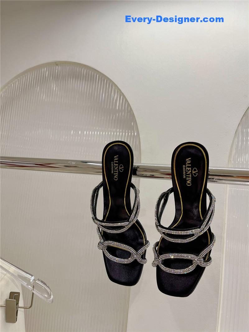 Va1e*ntin0 rhinestone transparent heel sandals