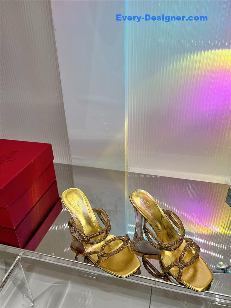 valentino rhinestone transparent heel sandals