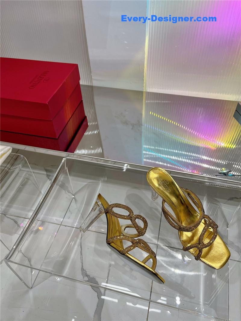 valentino rhinestone transparent heel sandals