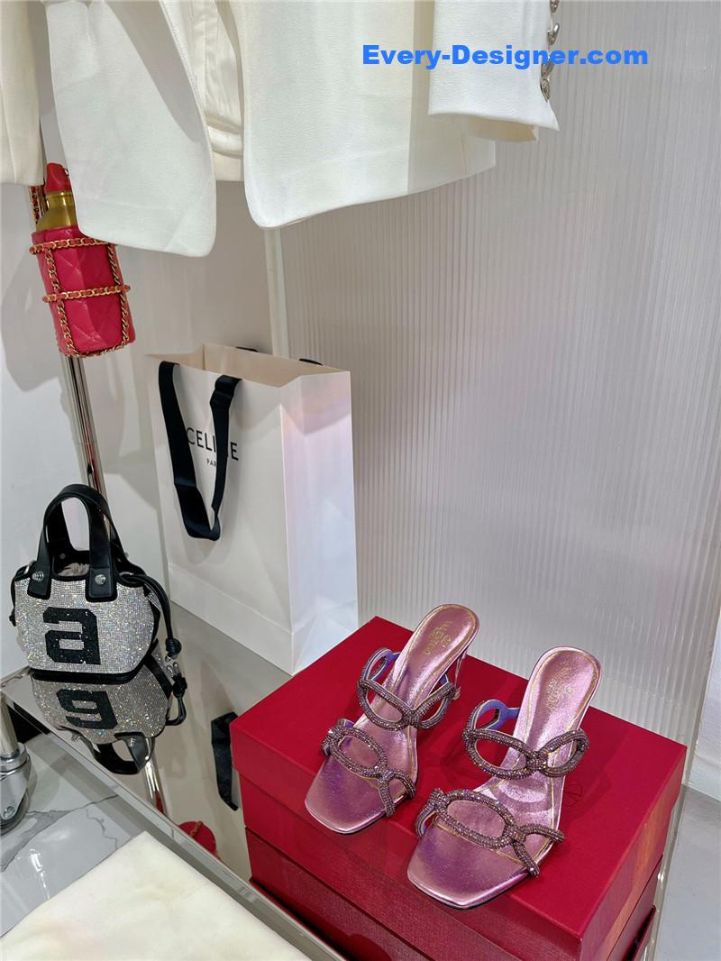 Va1e*ntin0 rhinestone transparent heel sandals