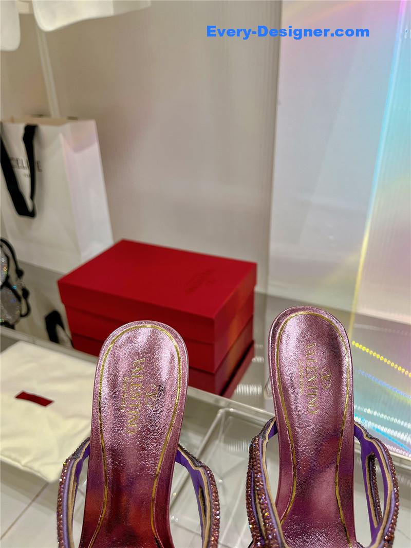 Va1e*ntin0 rhinestone transparent heel sandals