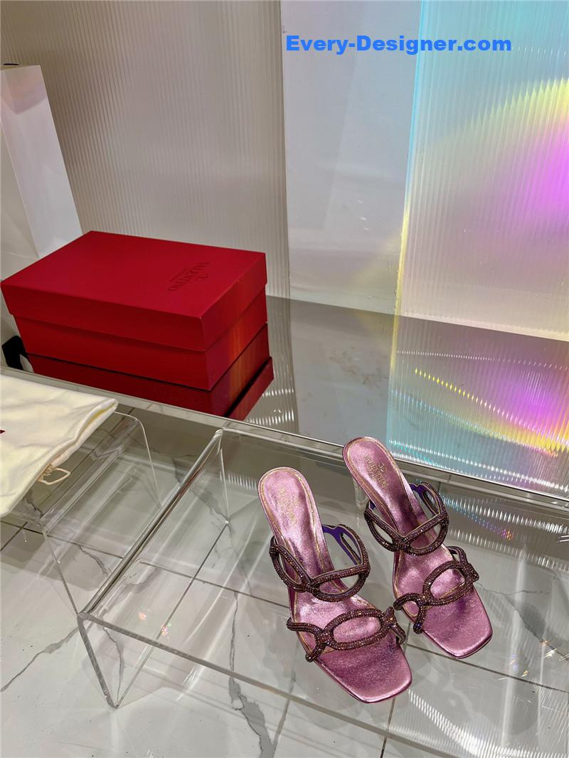 valentino rhinestone transparent heel sandals