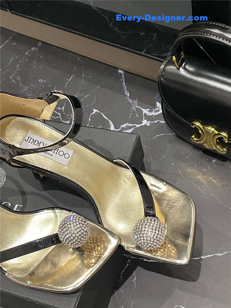 J1m*y Ch00 new rhinestone ball sandals