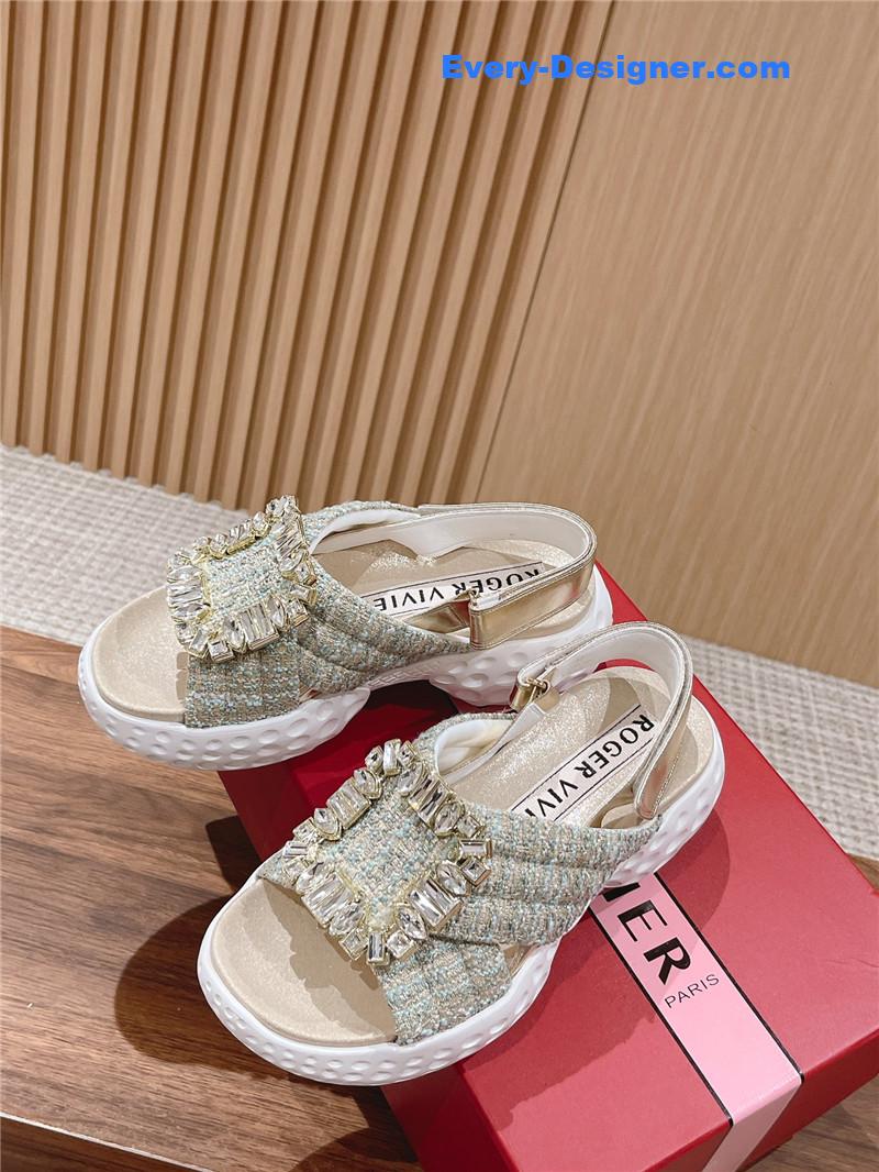 roger vivier D1am0nd buckle platform sandals