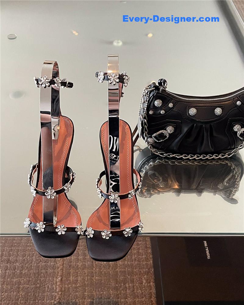 Amina Muaddi Crystal Heels Wine Glass Heel Sandals