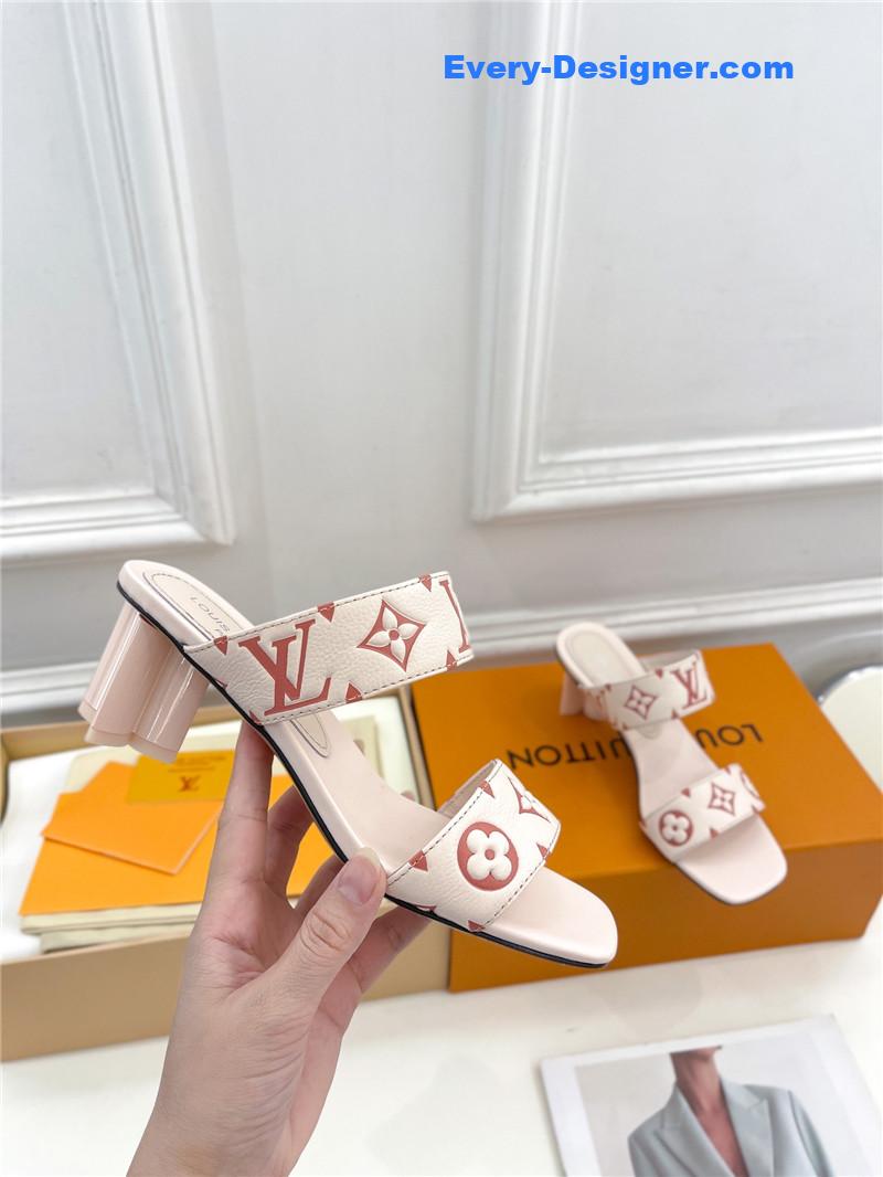 l0vis Vvtt0n lv plum blossom heel embossed sandals