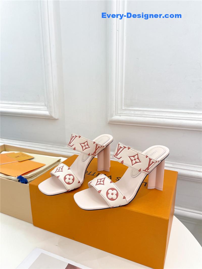 l0vis Vvtt0n lv plum blossom heel embossed sandals