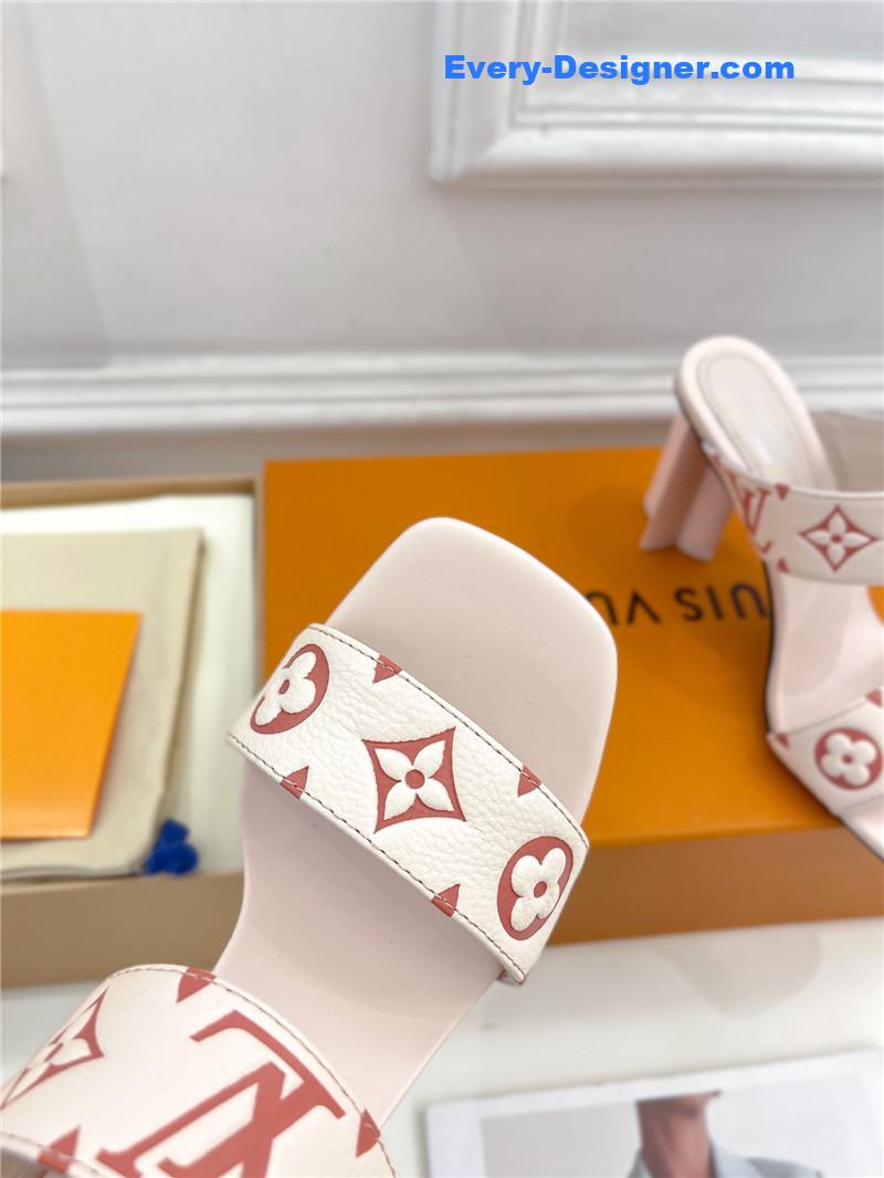 l0vis Vvtt0n lv plum blossom heel embossed sandals