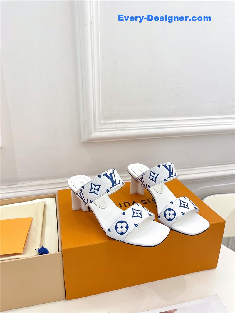 l0vis Vvtt0n lv plum blossom heel embossed sandals