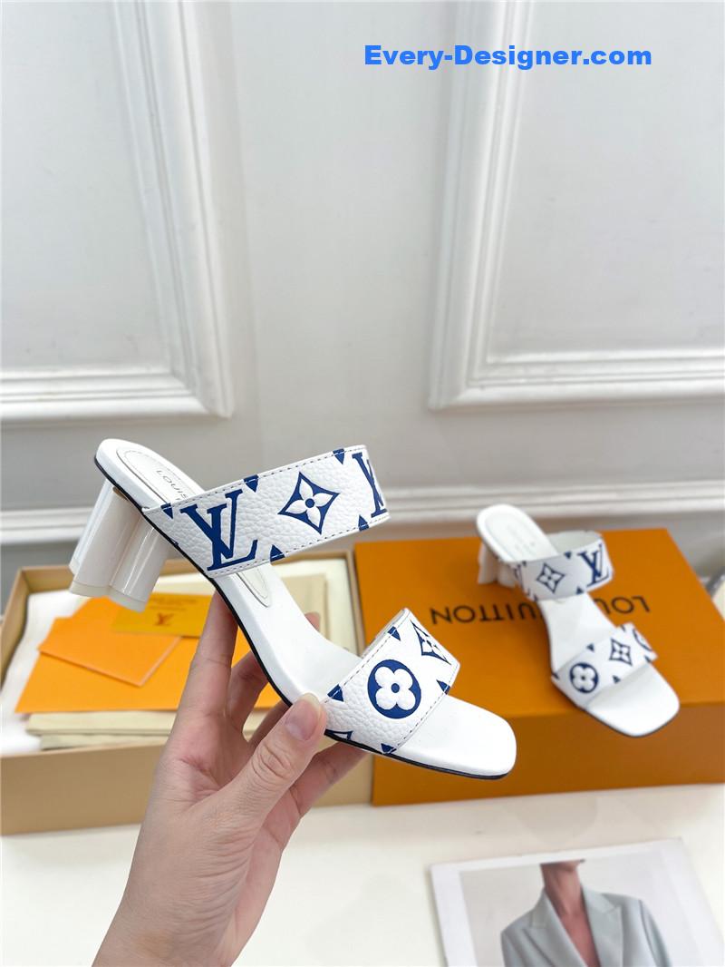 l0vis Vvtt0n lv plum blossom heel embossed sandals