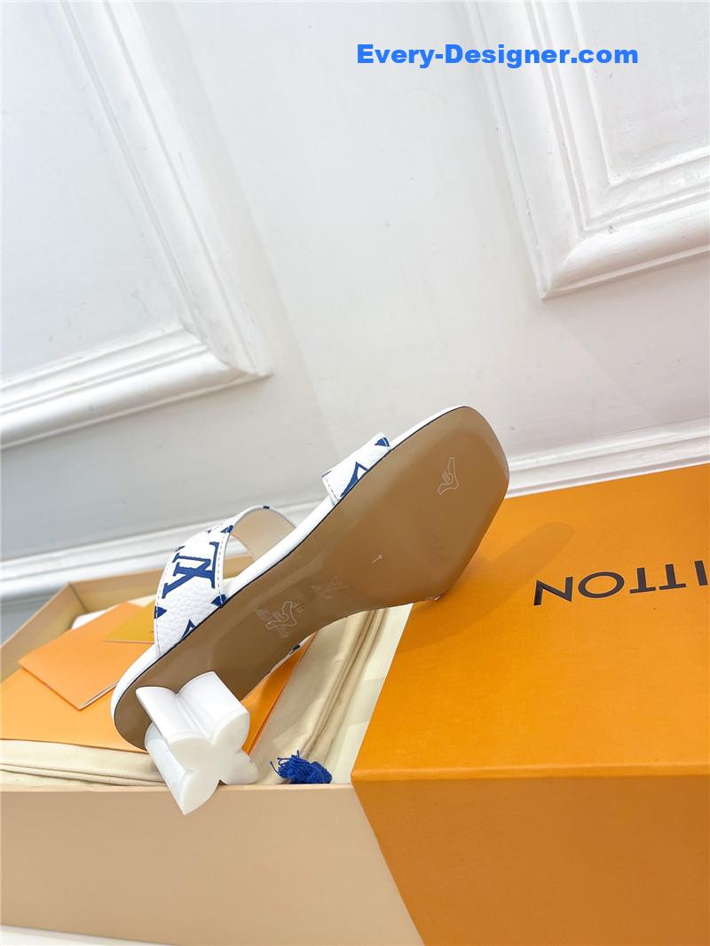 l0vis Vvtt0n lv plum blossom heel embossed sandals