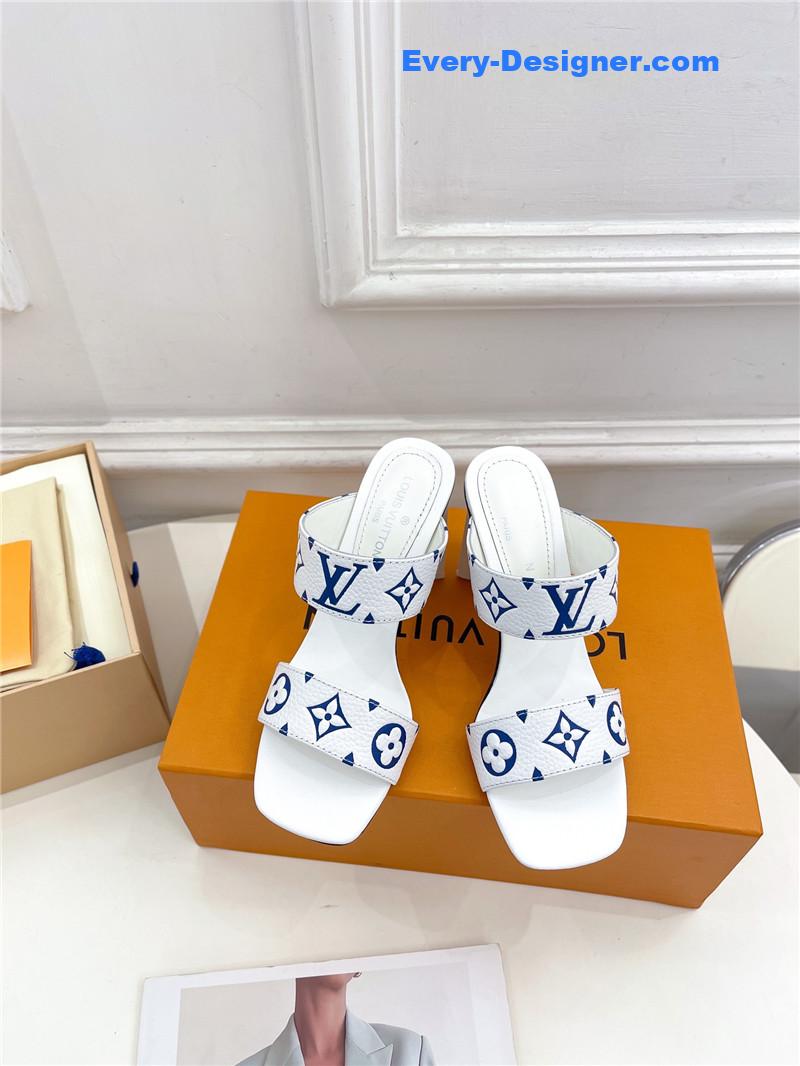 l0vis Vvtt0n lv plum blossom heel embossed sandals