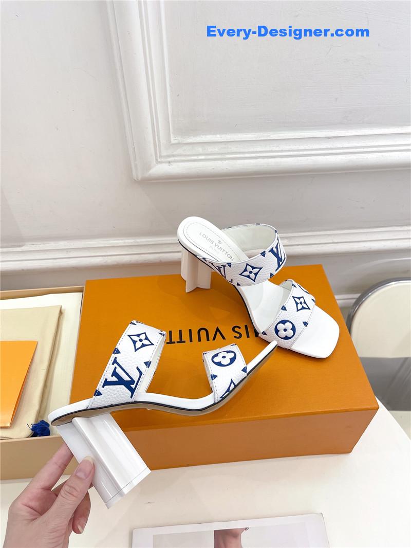 l0vis Vvtt0n lv plum blossom heel embossed sandals