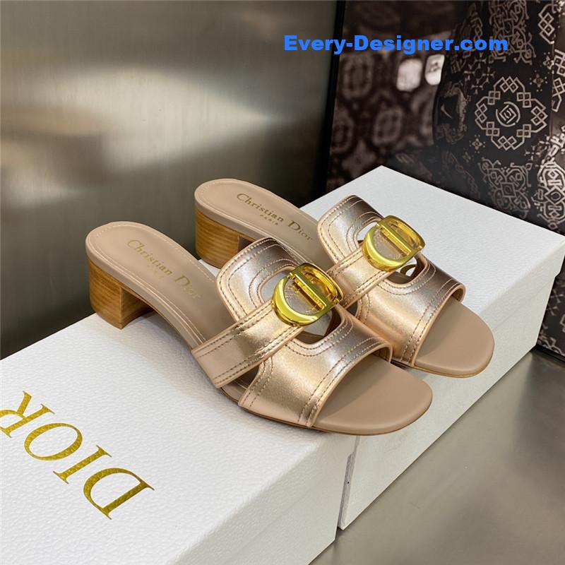 Dior CD letter metal logo flat hollow sandals