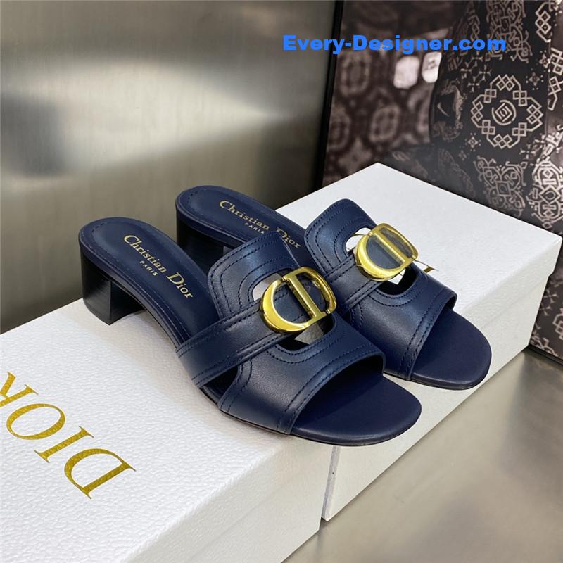 Dior CD letter metal logo flat hollow sandals