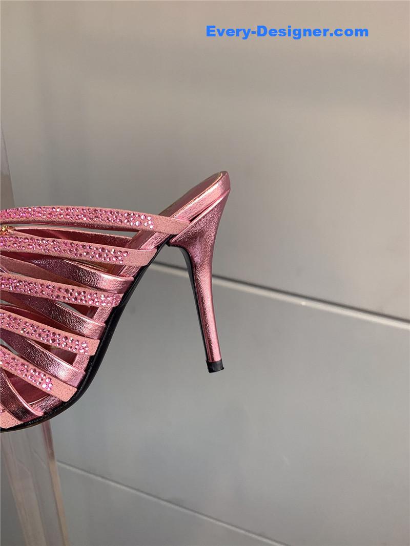 Va1e*ntin0 rhinestone high heel slippers